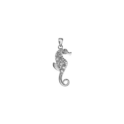 Pendentif Hippocampe en argent rhodié et oxydes de zirconium