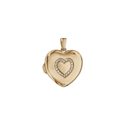 Pendentif cassolette coeur 20mm  en argent, argent doré et oxydes de zirconium