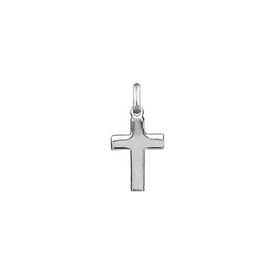 Pendentif croix plate 18mm en argent rhodié