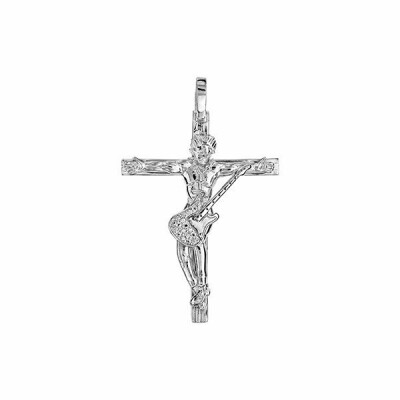 Pendentif argent rhodié croix rock 33mm, modèle 2