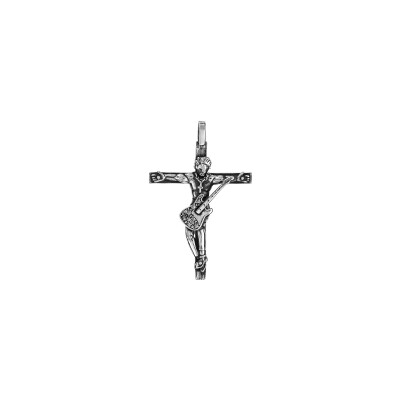 Pendentif croix Rock patinée 33mm en argent