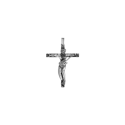 Pendentif croix Rock patinée 45mm en argent