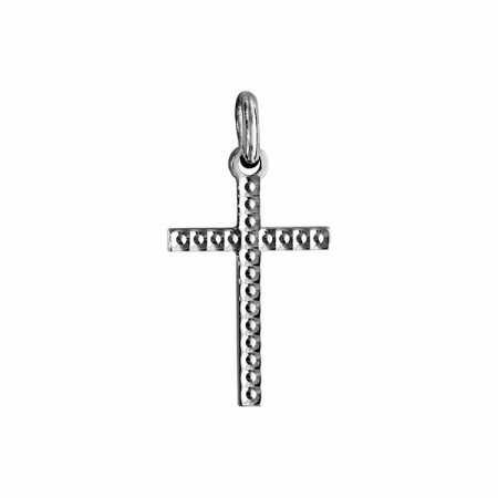 Pendentif argent rhodié petite croix diamanté