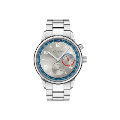 Montre NOMOS Glashütte Club Sport Neomatik Worldtimer silver