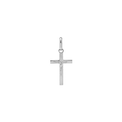 Pendentif Jésus sur croix petit modèle 20 x 13mm en argent rhodié