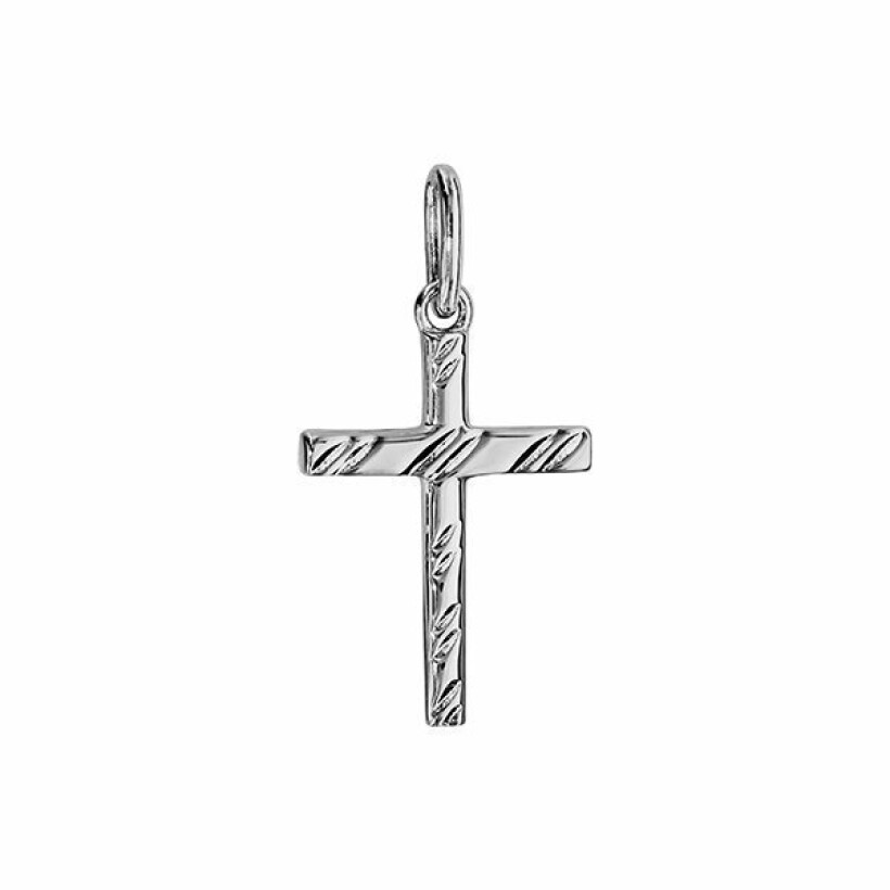 Pendentif croix argent rhodié diamanté 20mm