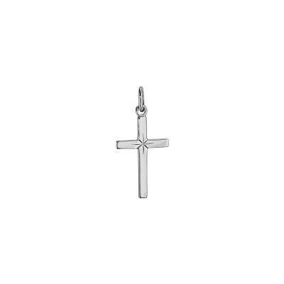 Pendentif croix diamanté étoile 20x12 mm en argent rhodié