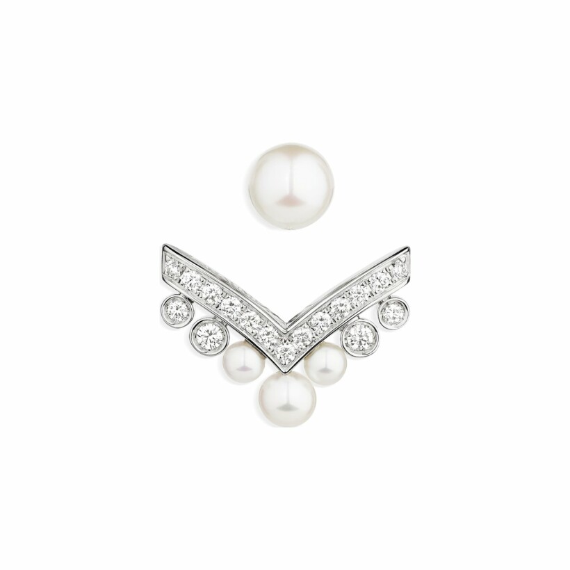 Boucles d'oreilles Chaumet Joséphine Aigrette en or blanc, diamants et perles de culture Akoya