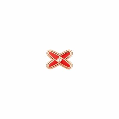 Mono boucle d'oreille Chaumet Jeux de Liens en or rose, diamants et laque rouge