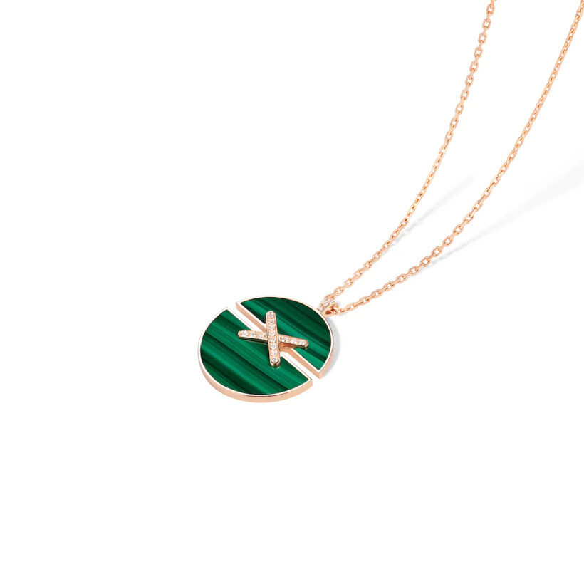 Chaumet Jeux de Liens Harmony necklace big modell in rose gold, diamonds and malachite