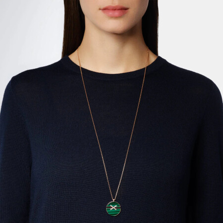 Chaumet Jeux de Liens Harmony necklace big modell in rose gold, diamonds and malachite