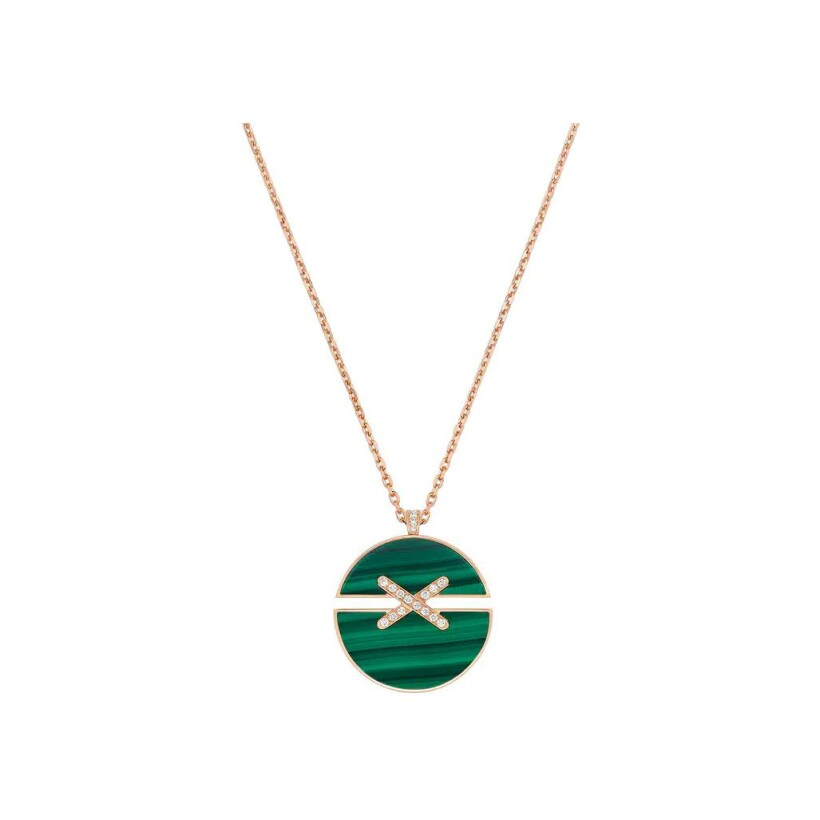 Chaumet Jeux de Liens Harmony necklace big modell in rose gold, diamonds and malachite