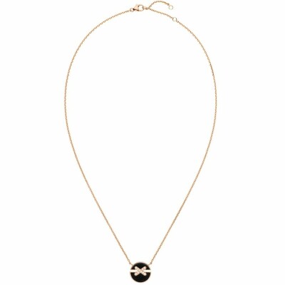 Pendentif Chaumet Jeux de Liens Harmony petit modèle en or rose, diamants et onyx