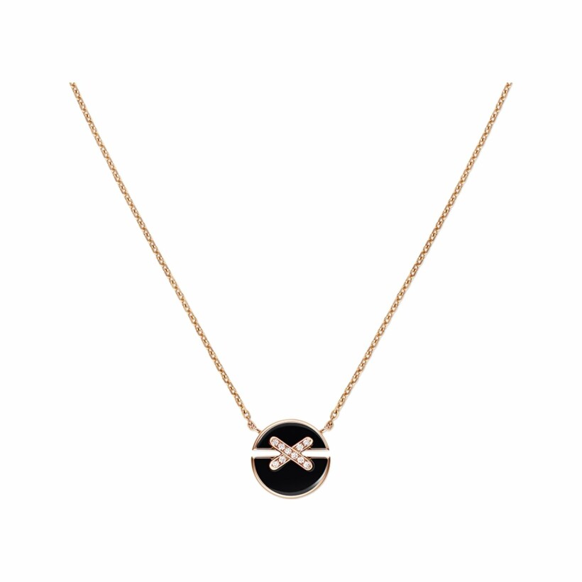 Chaumet Jeux de Liens Harmony necklace small model, rose gold, diamonds and onyx