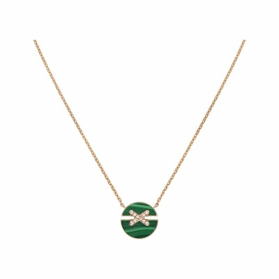 Chaumet Jeux de Liens Harmony pendant, small size, rose gold, malachite, diamond pave links