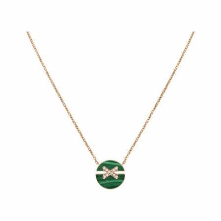 Chaumet Jeux de Liens Harmony pendant, small size, rose gold, malachite, diamond pave links