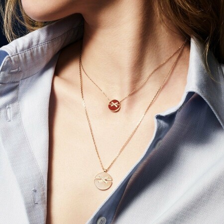 Chaumet Jeux de Liens Harmony necklace small modell in rose gold, diamonds and carnelian