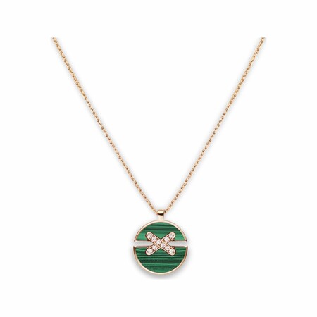 Pendentif Chaumet Jeux de Liens Harmony moyen modèle en or rose, diamants et malachite