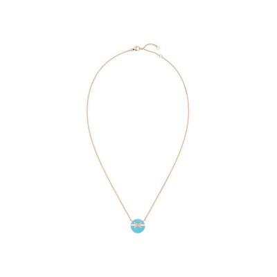 Pendentif Chaumet jeux de liens harmony petit modèle en or rose serti de turquoise et diamants