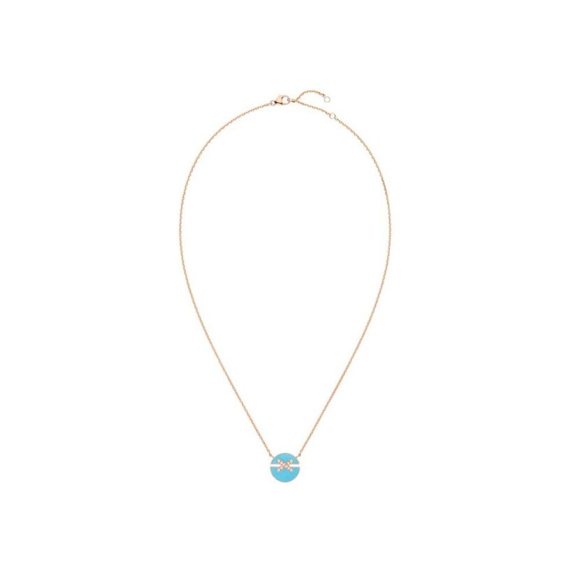 Chaumet jeux de liens harmony pendant, small size, rose gold, set with turquoise and diamonds