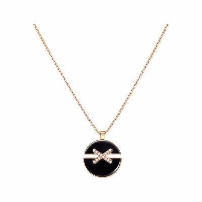 Chaumet Jeux de Liens Harmony pendant, medium size, rose gold, onyx, diamonds