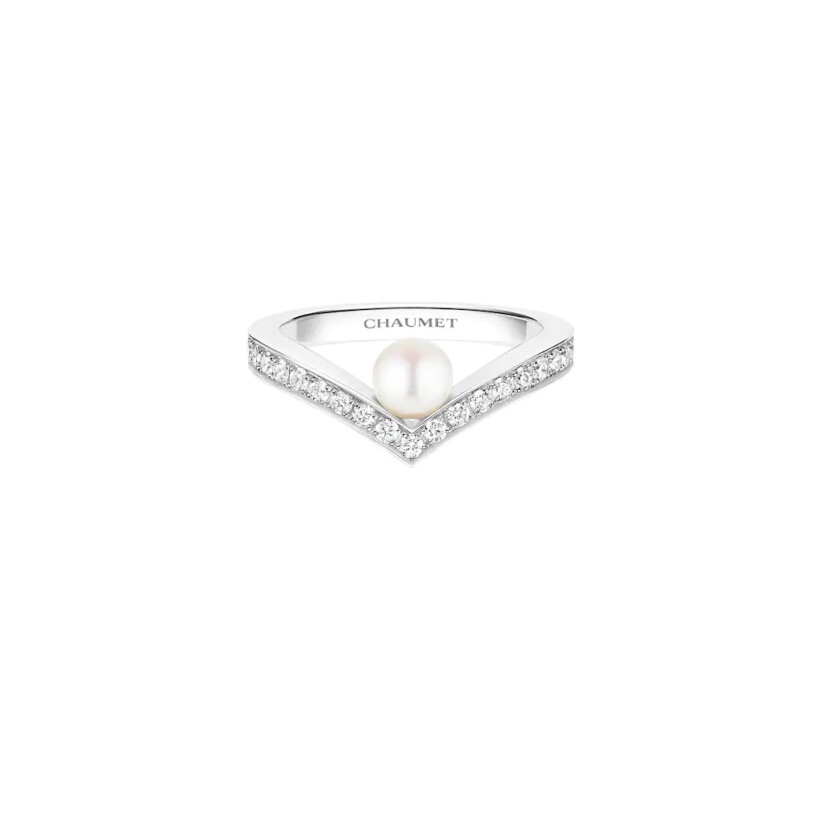 Chaumet Joséphine Aigrette Ring aus Weißgold, Perlen und Diamanten