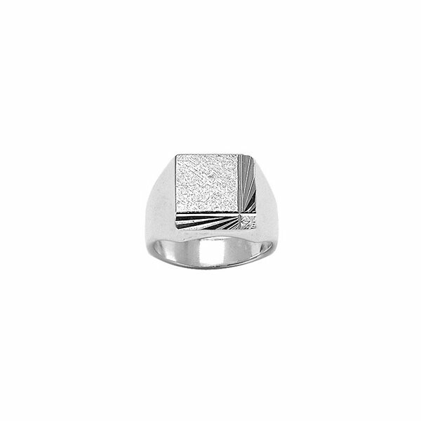 Chevalière argent carrée diamantée