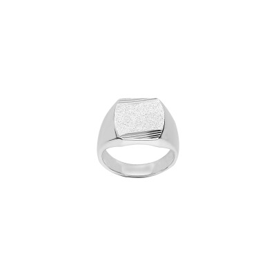 Chevalière tonneau diamantée en argent