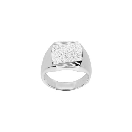 Chevalière tonneau diamantée argent