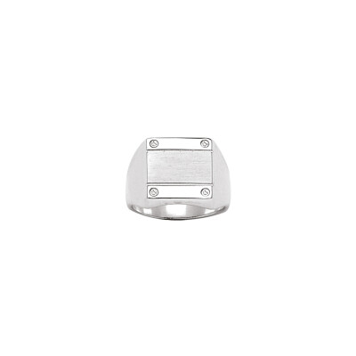 Chevalière carrée 4 vis en argent, taille 64