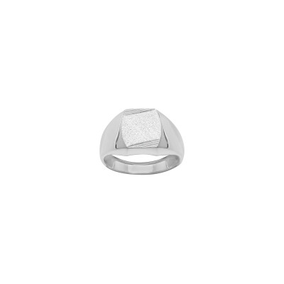 Chevalière tonneau diamantée en argent, taille 57