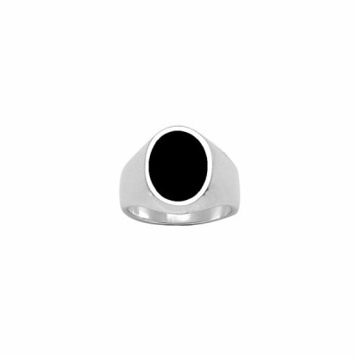 Chevalière grosse ovale + onyx imitation