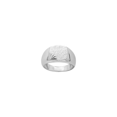 Chevalière plateau carrée diamantage étoile en argent