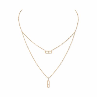 Messika Move Uno double row necklace, rose gold, diamonds