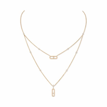 Messika Move Uno double row necklace, rose gold, diamonds