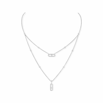 Collier Messika Move Uno 2 rangs en or blanc et diamants