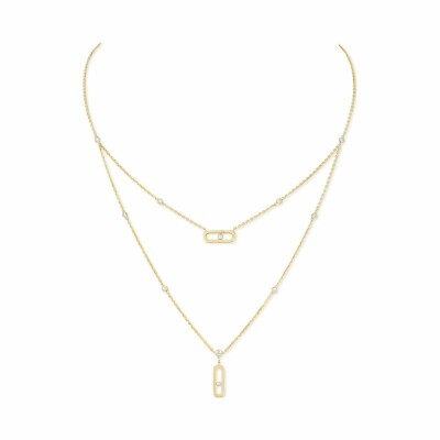 Messika Move Uno Necklace 2 rows, yellow gold, diamonds