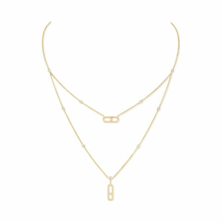 Messika Move Uno Necklace 2 rows, yellow gold, diamonds