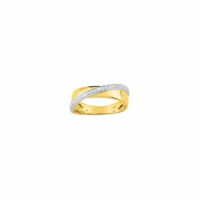 Bague en or jaune, or blanc et diamants