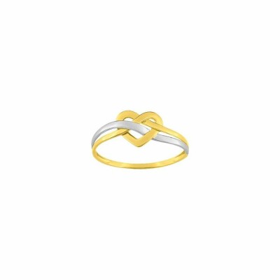 Bague Coeur en or jaune et rhodium