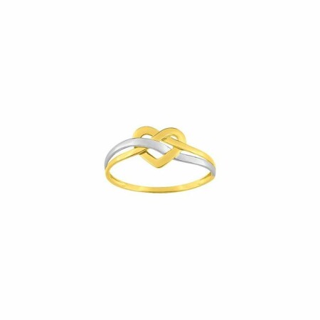 Bague Coeur en or jaune et rhodium