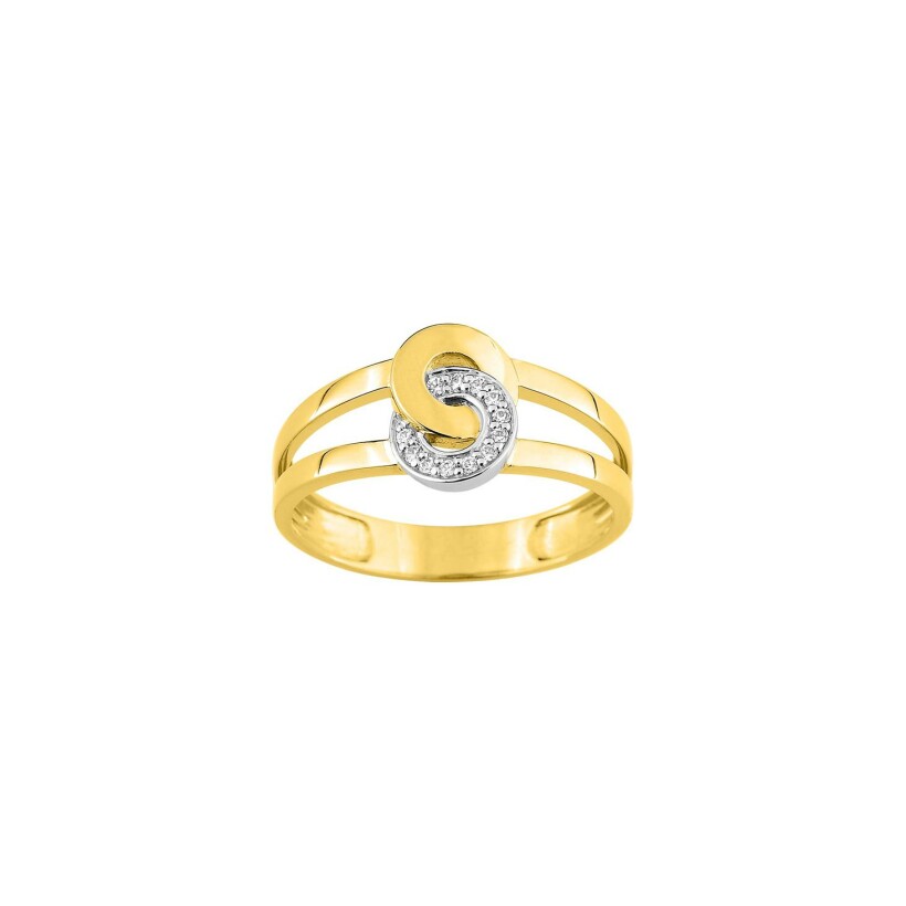 Bague en or jaune rhodié et oxyde de zirconium