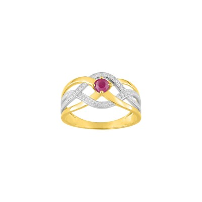 Bague en or jaune rhodié et rubis