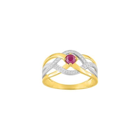 Bague en or jaune rhodié et rubis