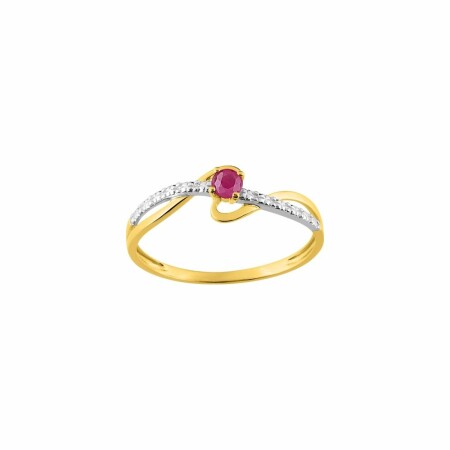 Bague en or jaune et rubis