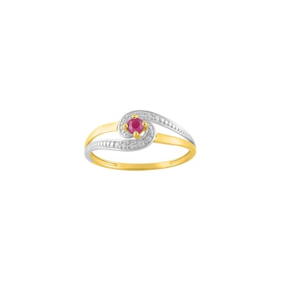 Bague en or jaune rhodié et rubis