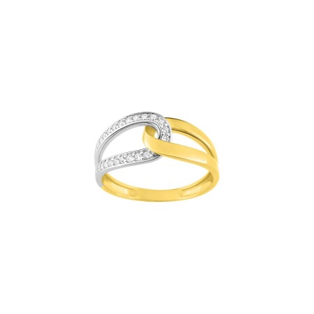 Bague en or jaune rhodié et oxyde de zirconium