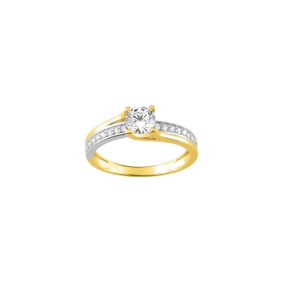 Bague en or jaune rhodié et oxyde de zirconium