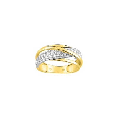 Bague en or jaune rhodié et oxyde de zirconium