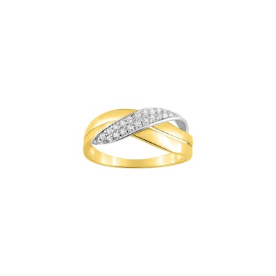 Bague en or jaune rhodié et oxyde de zirconium